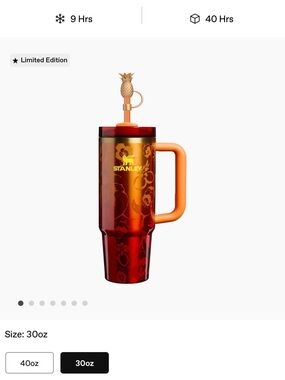 Stanley Translucent Red Tumbler with Orange Handle Karol G 30oz